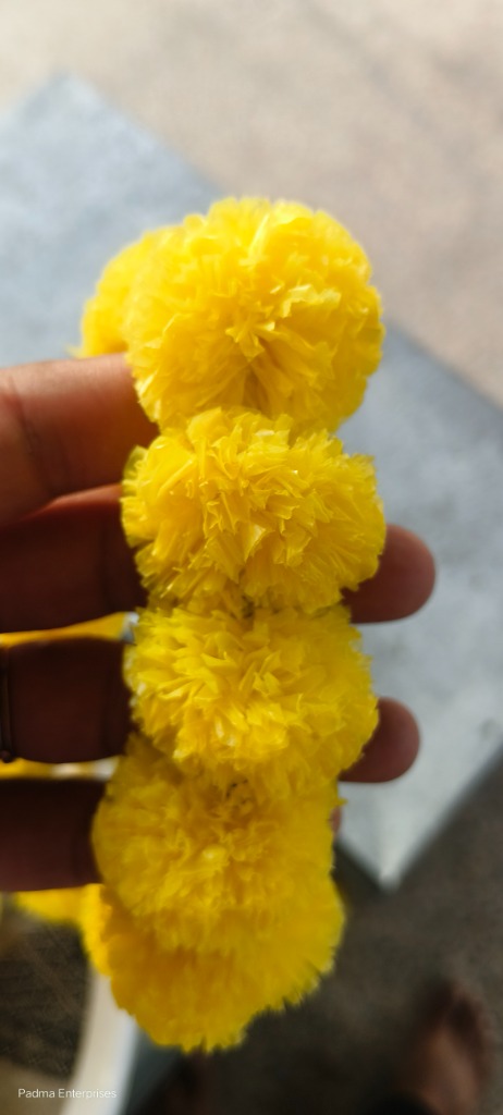 Small Genda Ladi 1.5 Inch Artificial Marigold Flower Mala