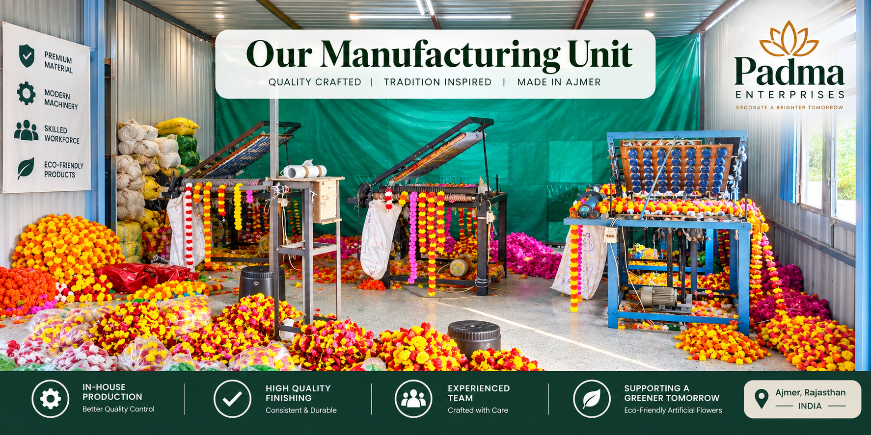 Artificial flower factory interior in Ajmer