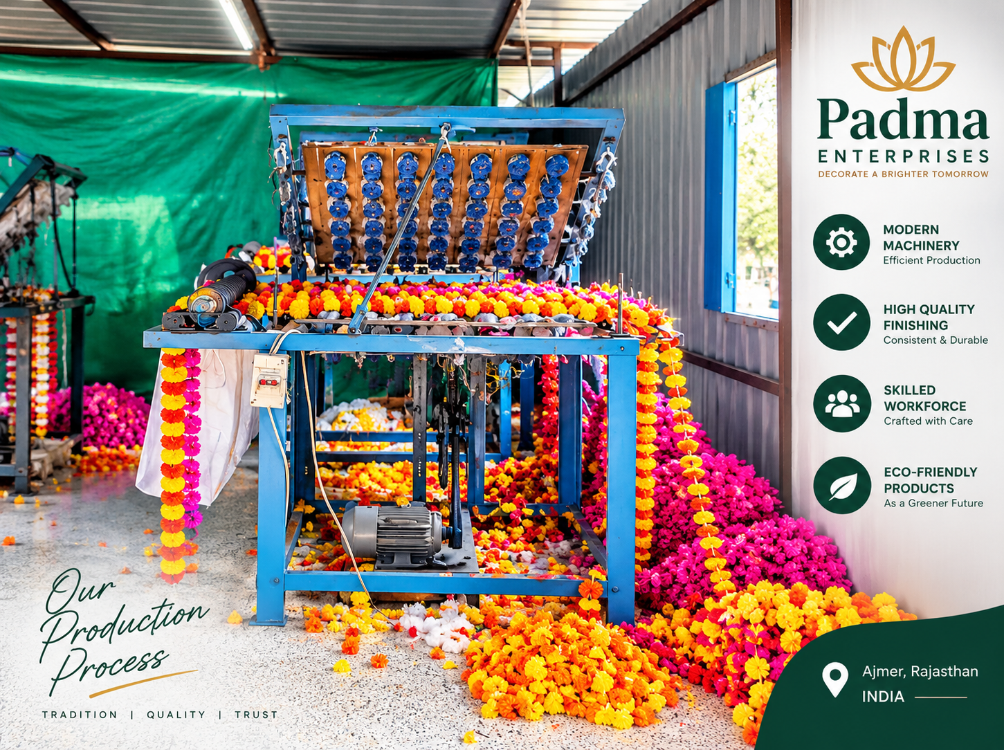 Marigold garland production unit