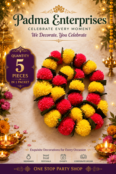 Artificial Pink & Yellow Marigold Garland