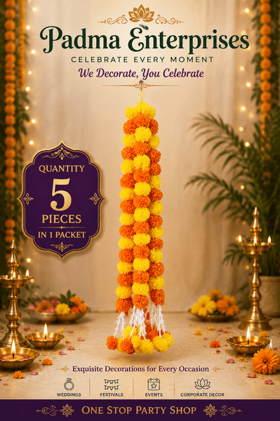 Artificial Orange & Yellow Marigold Hanging Garland