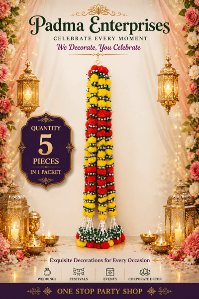 Artificial Thick Yellow & Red Marigold Garland