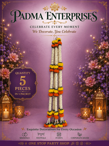 Artificial Mogra & Marigold Door Hanging Garland | Decorative Floral Haar for Puja, Festival & Wedding Decoration