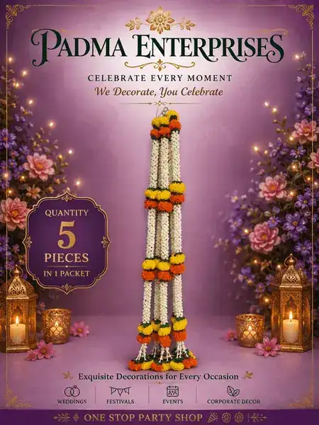Artificial Mogra & Marigold Door Hanging Garland | Decorative Floral Haar for Puja, Festival & Wedding Decoration